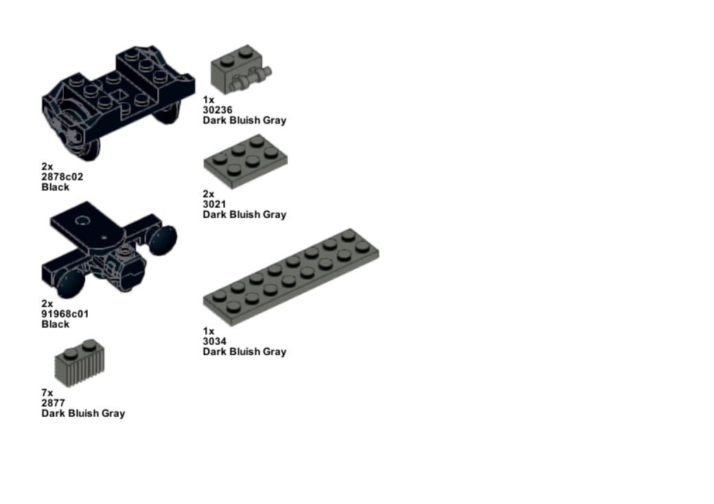 Train Car Instructions and Parts List